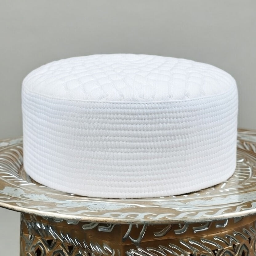 Premium White Quilted Prayer Cap